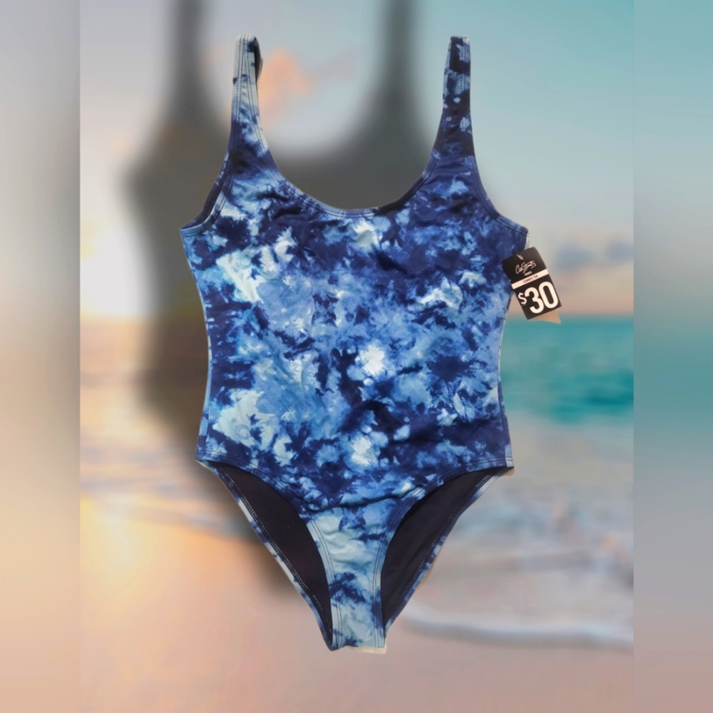 Blue tye die swim suit